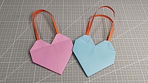 心形包包手工折纸教程非常的漂亮好看一起来折一个吧