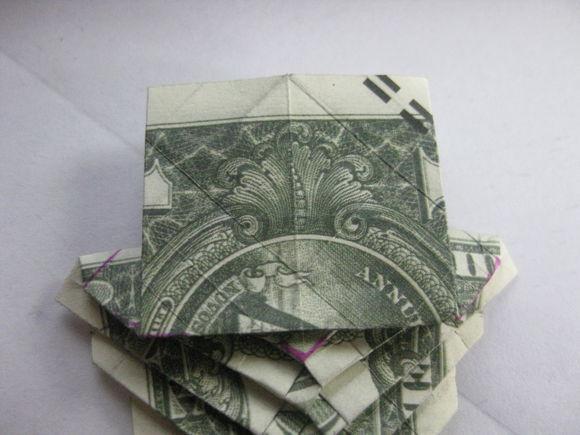 美元鲤鱼折纸实拍教程 纸币折纸教程5--三米网创意手工乐趣生活