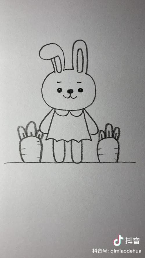 站着的小兔子简笔画 步骤7