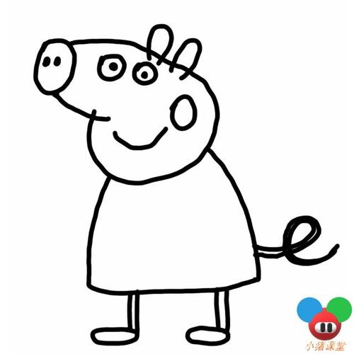 简笔画步骤图教学儿童卡通动画人物小猪佩奇7步立马学会画