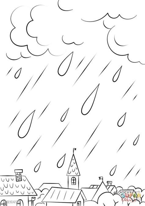 大暴雨简笔画图片下雨简笔画暴雨和闪电简笔画图片教程步骤下雨的多雨
