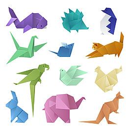 恐龙折纸效果图案矢量设计
