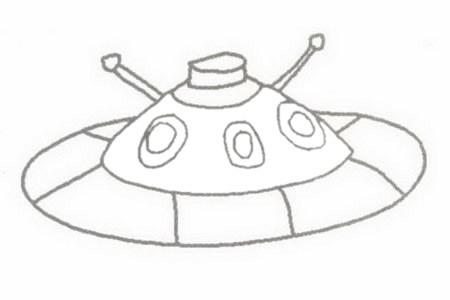 ufo飞碟彩色简笔画的画法步骤图解教程