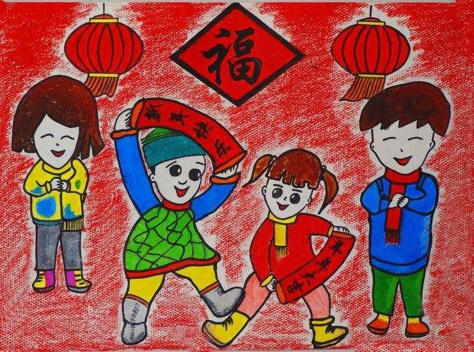 春节主题绘画作品：寓意吉祥与祝福的艺术表达