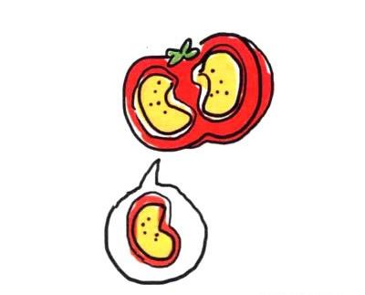 一个番茄的简笔画图片蔬菜简笔画作品