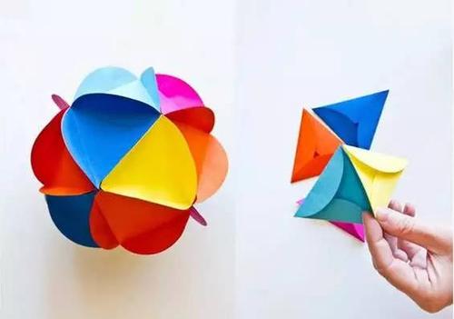 幼儿园创意亲子手工之折纸如彩虹般漂亮的小绣球